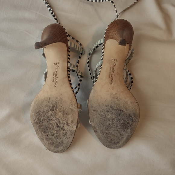 CHRISTIAN LACROIX Rare Multi Color Pattern Heels Size 8-1/2 Women's - Picture 7 of 10